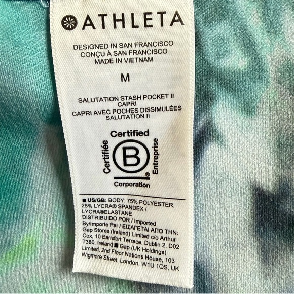 Athleta Blue and Green Tie-Dye Capri Leggings Size Medium 41888 - Picture 9 of 14